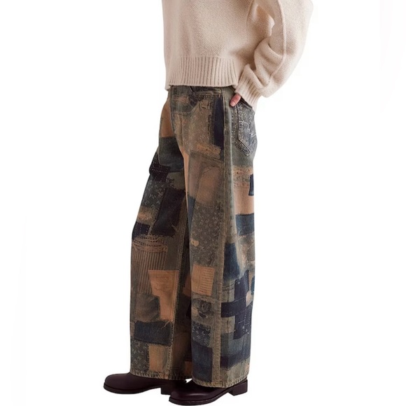 NWT We The Free Illusions Printed Relaxed Jeans~Indigo Combo - Picture 5 of 6